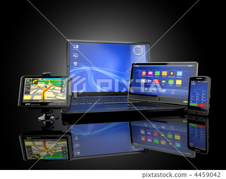 Electronics. Laptop, mobile phone, tablet pc and gps Electronics. Laptop, mobile phone, tablet pc and gps 4459042