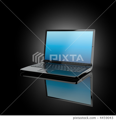 Opened laptop on black background. 3d 4459043
