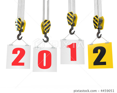 New Year 2012. Crane hooks with boards New Year 2012. Crane hooks with boards 4459051