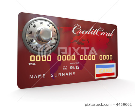 Credit card with steel security lock on white background Credit card with steel security lock on white background 4459061