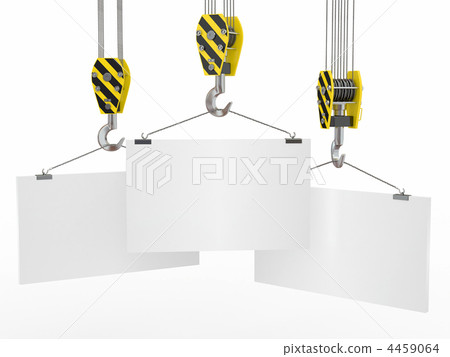 Crane hooks with empty boards. 3d 4459064