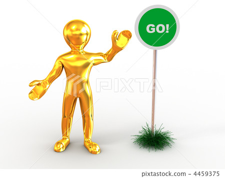 Men with sign go Men with sign go 4459375