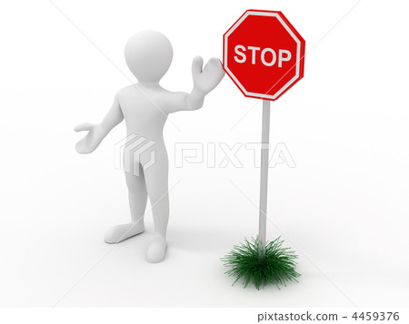 Men with sign stop 4459376