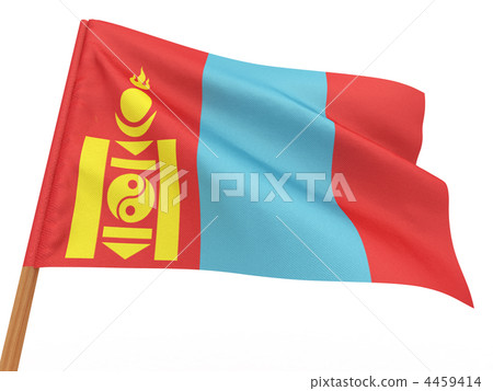 flag fluttering in the wind. Mongolia 4459414