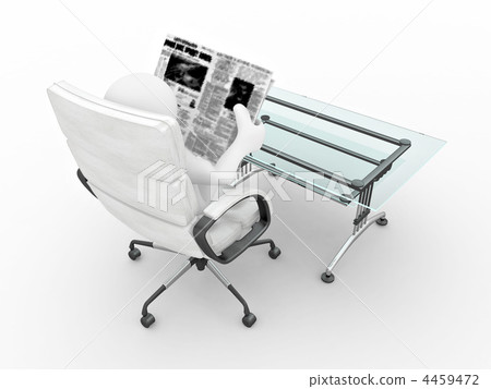 Man reading newspaper in office. 4459472