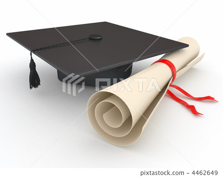 Graduation. Mortarboard and diploma. 3d Graduation. Mortarboard and diploma. 3d 4462649
