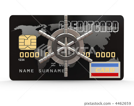 Credit card with steel security lock. 3d 4462659