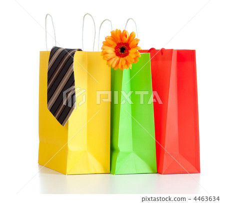 shopping bags with purchases for family on white background with shopping bags with purchases for family on white background with 4463634