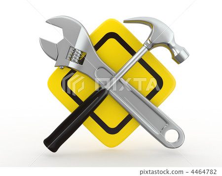 Utility. Tools, Wrench and hammer. 3d 4464782