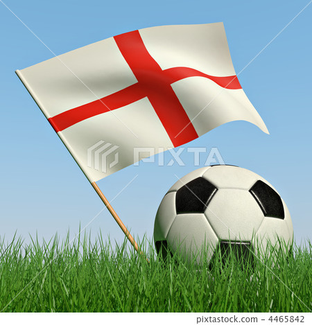Soccer ball in the grass and the flag of England Soccer ball in the grass and the flag of England 4465842