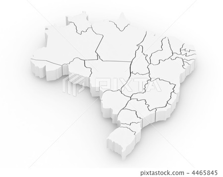 Three-dimensional map of Brazil. 3d Three-dimensional map of Brazil. 3d 4465845