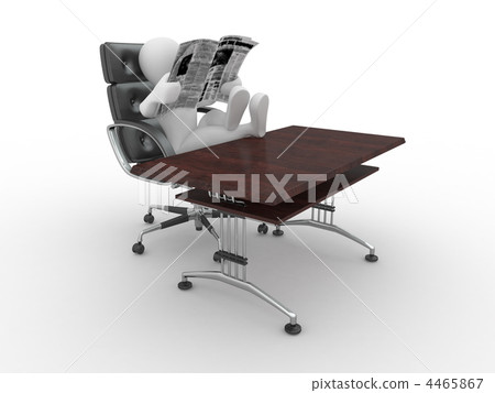 Man reading newspaper in office. 4465867