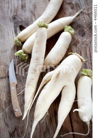Daikon radish on the wood background 4466011