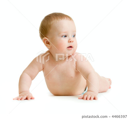 Baby boy isolated lying Baby boy isolated lying 4466397