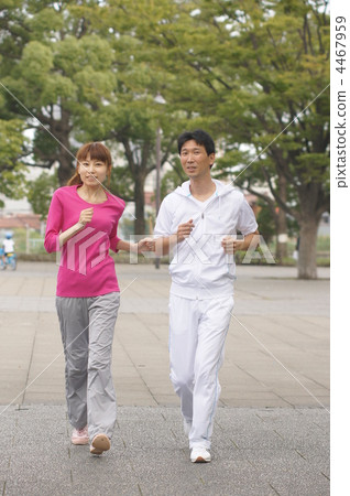 Jogging at a man and woman park Jogging at a man and woman park 4467959