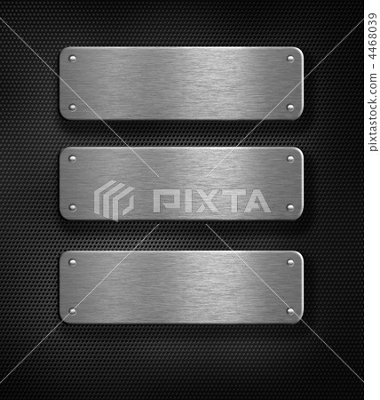 three metal plates over grid background 4468039