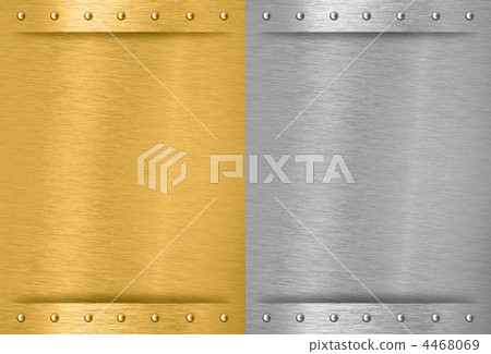 Aluminum and brass stitched metal plates with rivets 4468069