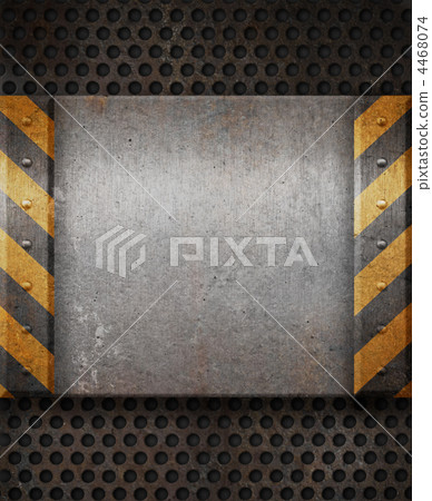 Grunge metal plate with black and yellow stripes Grunge metal plate with black and yellow stripes 4468074