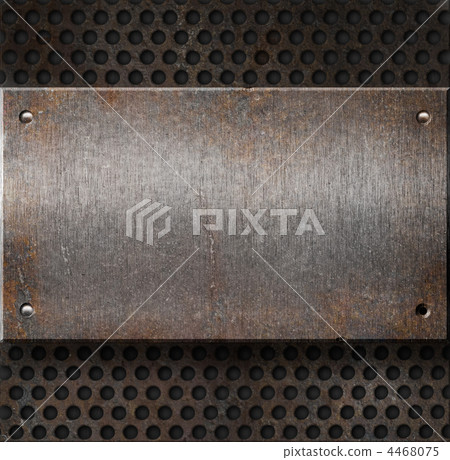 grunge rusty metal plate over grid background grunge rusty metal plate over grid background 4468075