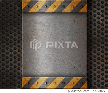 Metal plate over grunge rusty grille 4468077