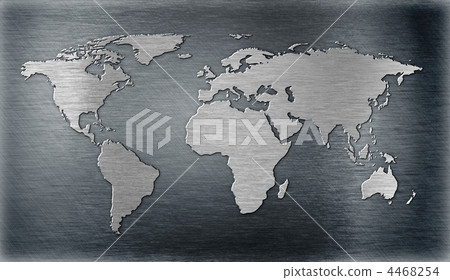 world map relief or shape on metal plate 4468254