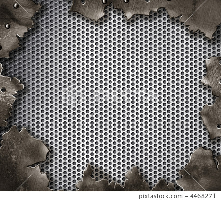 grunge crack metal background with rivets 4468271
