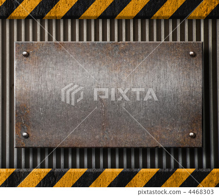 Grunge metal plate with black and yellow stripes Grunge metal plate with black and yellow stripes 4468303