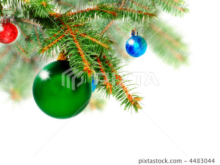 Christmas decoration-glass ball on fir branches. Christmas decoration-glass ball on fir branches. 4483044