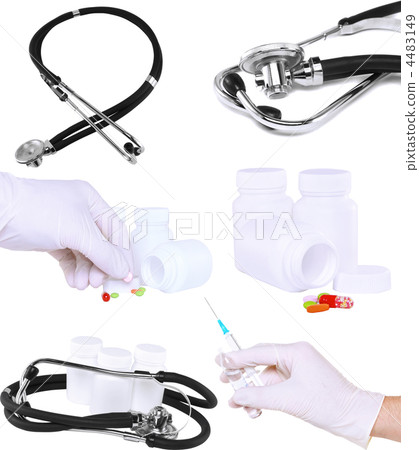 Collage of medicine-pills,bottle,syringe etc. 4483149