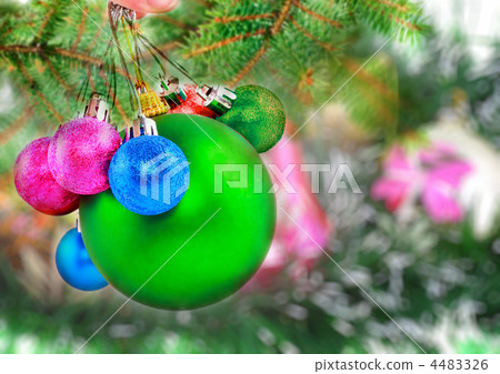 Christmas,New Year decoration-balls, green tinsel Christmas,New Year decoration-balls, green tinsel 4483326