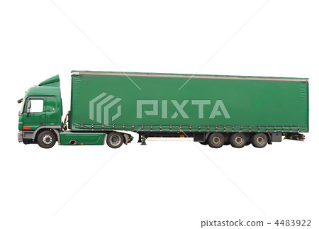 Big green truck. Isolated over white. 4483922