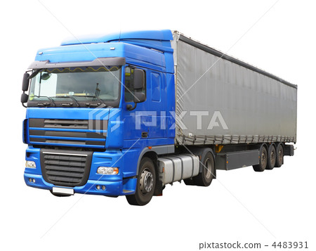 Big blue  truck. Isolated over white. 4483931