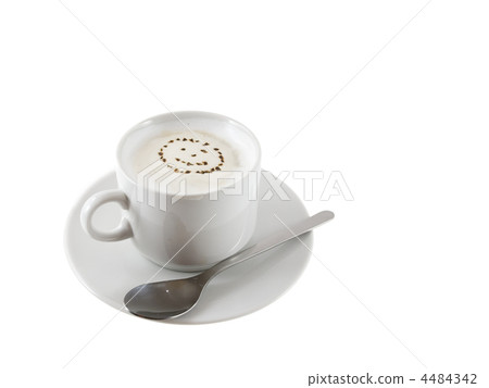 Cup of hot coffee e with cream foam. 4484342