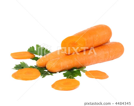 Fresh carrot and parsley on white.Isolated. Fresh carrot and parsley on white.Isolated. 4484345