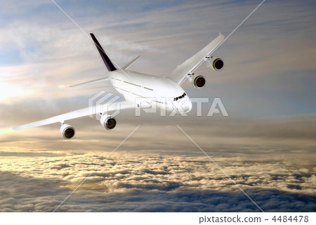 Modern airplane  in the sky near Airport. 4484478