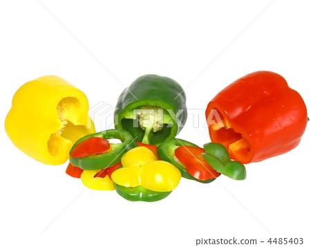 Cutting sweet pepper on white . Isolated Cutting sweet pepper on white . Isolated 4485403