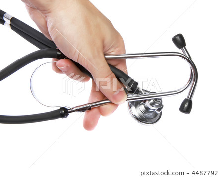 Medicine stethoscope in doctor's hand. Medicine stethoscope in doctor's hand. 4487792