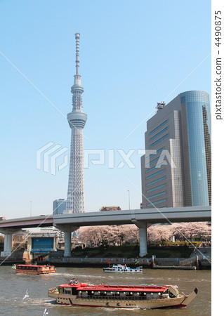 Sky tree and houseboat Sky tree and houseboat 4490875