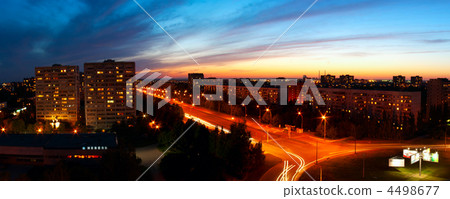 Panoramic night city. Beautiful city evening landscape Panoramic night city. Beautiful city evening landscape 4498677