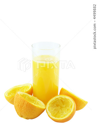 Orange juice with hand, squeeze of orange. Orange juice with hand, squeeze of orange. 4499882
