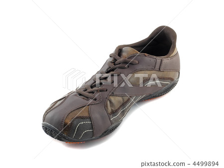 Pair of leather brown sneakers. Isolated 4499894