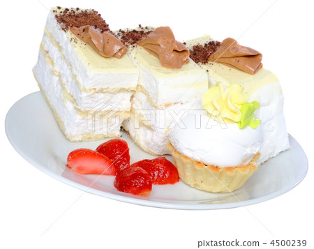 Sponge cakes, frozen strawberr . Isolated Sponge cakes, frozen strawberr . Isolated 4500239