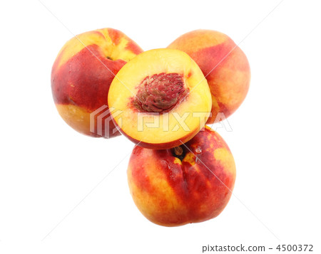 A few peaches with slice of one,on white.Isolated A few peaches with slice of one,on white.Isolated 4500372