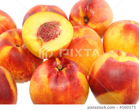 A few peaches with slice of one,on white.Isolated A few peaches with slice of one,on white.Isolated 4500373