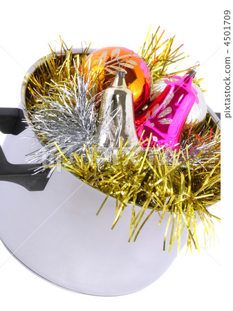 Funny Christmas,New Year-balls,tinsel in saucepan 4501709