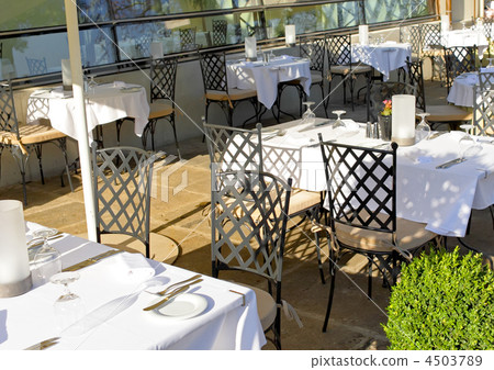 Outdoor view in one of cozy cafe. Outdoor view in one of cozy cafe. 4503789