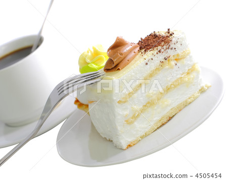 Sponge cakes with cup of coffee  . Isolated 4505454