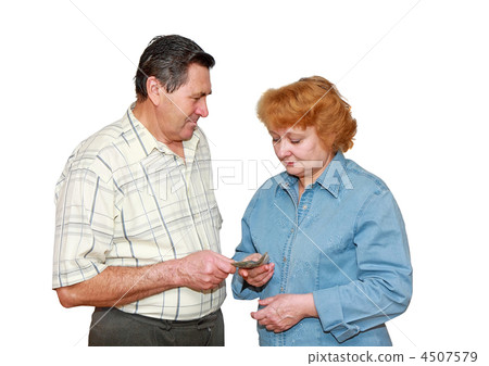 Pensioners with regret face. In hadns-money. Pensioners with regret face. In hadns-money. 4507579