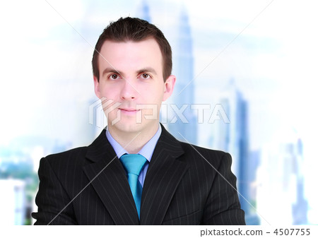 Portrait of cheerful businessman in black suite. Portrait of cheerful businessman in black suite. 4507755