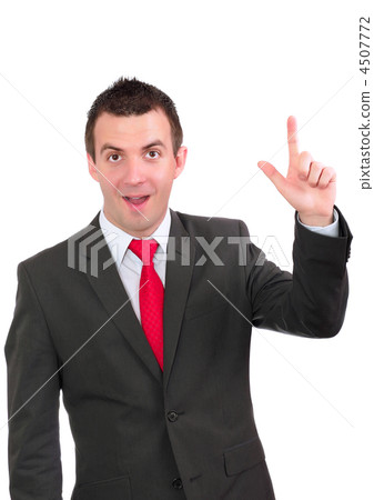 Cheerful businessman show "I have IDEA!". Isolated Cheerful businessman show "I have IDEA!". Isolated 4507772